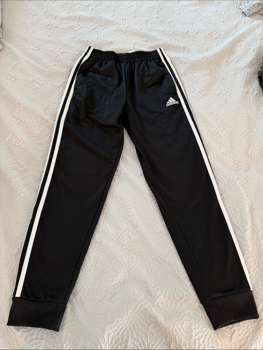 adidas Black Joggers with White Side Stripes and Logo